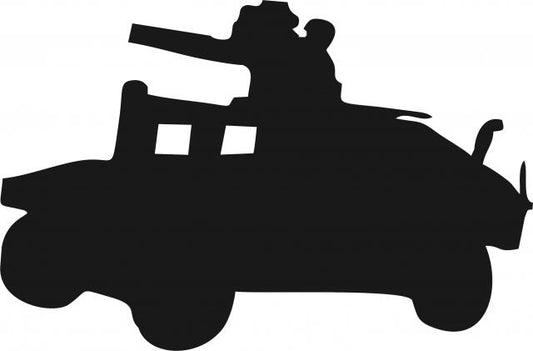 Humvee Silhouette Laser Cut Appliques (Size: with FUSIBLE - 8"W, Direction: facing left)