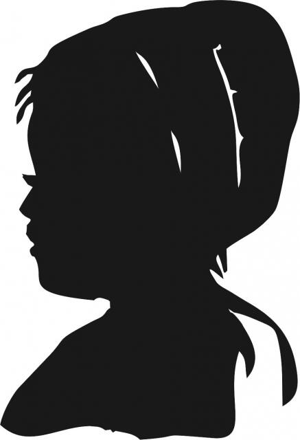 Amish Girl Portrait Silhouette Laser Cut Appliques (Size: with FUSIBLE - 5"H, Direction: facing left)