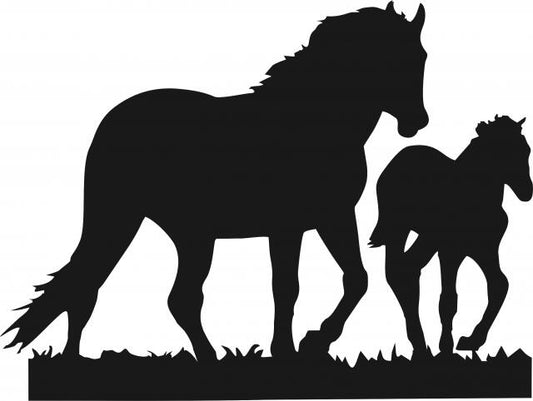 Horse - Stallion & Colt Laser Cut Silhouettes  (Size: 8"W, Direction: facing right)