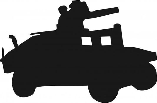 Humvee Silhouette Laser Cut Appliques (Size: 9"W, Direction: facing right)