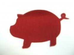 Pig Laser Cut Appliques (Size: with FUSIBLE - 4"W, Color: Red , Direction: Facing right)