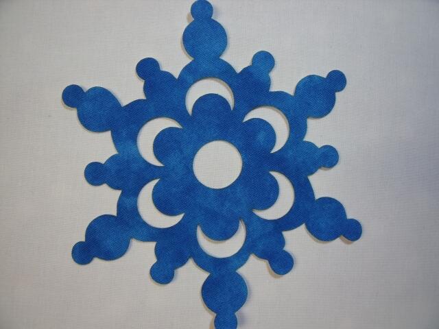 Snowflake Design #3 Laser Cut Appliques (Size: with FUSIBLE - 4", Color: Tonal - Blue)