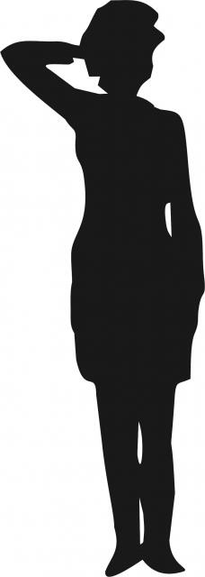 Soldier - Female Saluting Laser Cut Appliques (Size: 8"H, Color: Black )