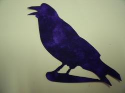Crow/Raven Laser Cut Appliques (Size: with FUSIBLE - 6"H, Color: Tonal - Purple, Direction: Facing left)