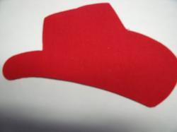 Cowboy Hat Laser Cut Appliques (Size: 5"W, Color: Red , Direction: Facing right)