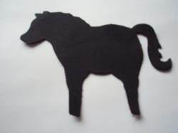Horse Laser Cut Appliques (Size: with FUSIBLE - 4"H, Color: Black , Direction: Facing left)