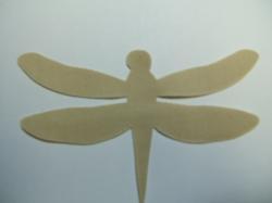 Dragonfly Laser Cut Appliques (Size: with FUSIBLE - 5"W, Color: Tan/Beige  )