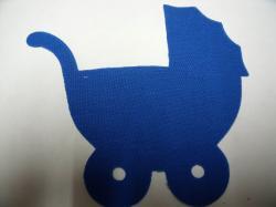 Baby Carriage Laser Cut Appliques (Size: 5"W, Color: Blue  , Direction: Facing right)
