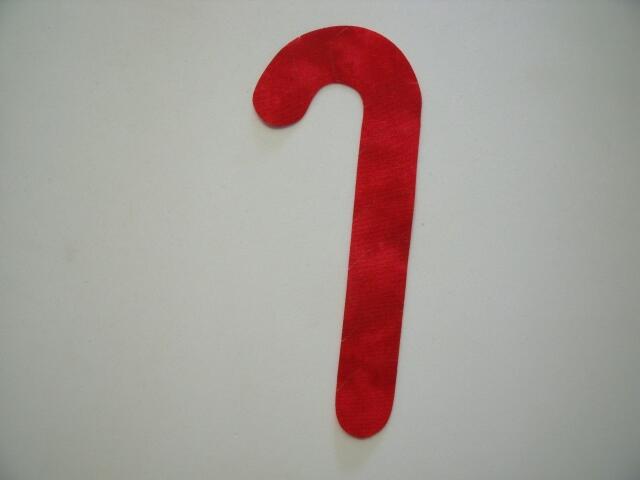 Christmas Candy Cane Laser Cut Appliques (Size: with FUSIBLE - 5"H, Color: Tonal - Red, Direction: Facing left)