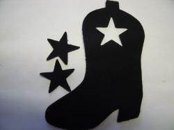 Cowboy Boot Laser Cut Appliques (Size: 4"H, Color: Black  , Direction: Facing right)