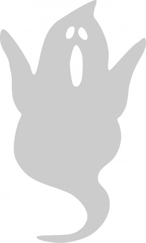 Ghost Laser Cut Appliques (Size: with FUSIBLE - 5"H, Color: Gray)