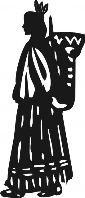 Native American Maiden Silhouette Laser  Cut Appliques (Size: 9"H, Direction: facing left)
