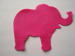 Elephant Laser Cut Appliques (Size: 5"W, Color: Hot Pink  , Directon: Facing right)