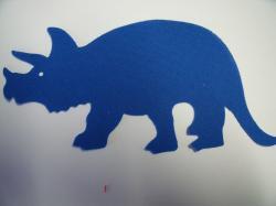 Dinosaur - Triceratops Laser Cut Appliques (Size: with FUSIBLE - 5"W, Color: Blue , Direction: Facing left)