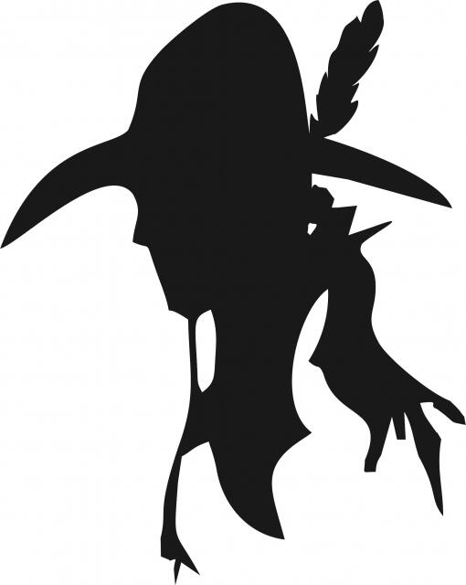 Native American Portrait Silhouette Laser Cut Appliques (Size: 8"H, Color: facing left)