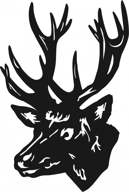 Deer Head Laser Cut Appliques (Size: with FUSIBLE - 8"H, Direction: facing left)
