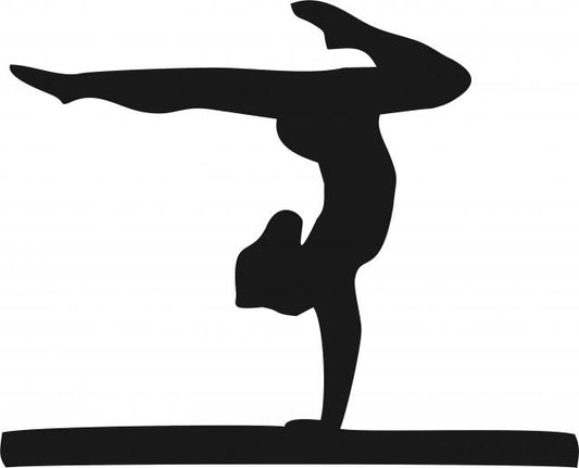 Gymnast on Balance Beam Silhouette Laser Cut Appliques (Size: with FUSIBLE - 9"W, Direction: facing left)