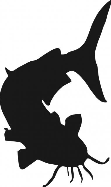 Fish -Catfish Laser Cut Silhouette  (Size: with FUSIBLE - 9"H, Direction: facing right)
