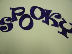 SPOOKY  Letters Ravie Design Laser Cut Appliques (Size: with FUSIBLE - 4"H, Color: Tonal - Purple)