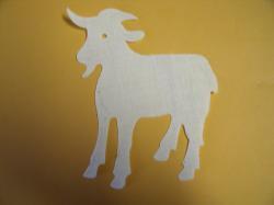 Goat laser Cut Appliques (Size: with FUSIBLE - 4"H, Color: White  , Direction: Facing left)