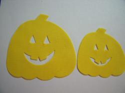 Halloween Jack O' Lantern Lg & Sm Set Laser Cut Appliques (Size: Lge & Sm, Color: Yellow )