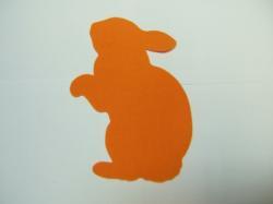Easter Rabbit Laser Cut Appliques (Size: with FUSIBLE - 5"H, Color: Orange , Direction: Facing left)