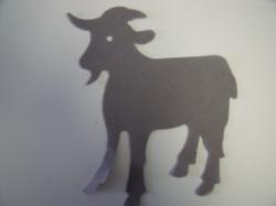 Goat laser Cut Appliques (Size: with FUSIBLE - 6"H, Color: Gray  , Direction: Facing right)