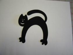 Happy Cat Silhouette Laser Cut Appliques (Size: 5"H, Color: Black , Direction: Facing left)