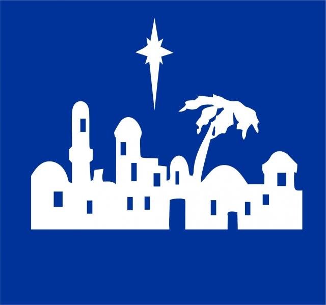 Nativity - Bethlehem Skyline Silhouette Laser Cut Applique Set (Size: with FUSIBLE - 15"H, Color: White)