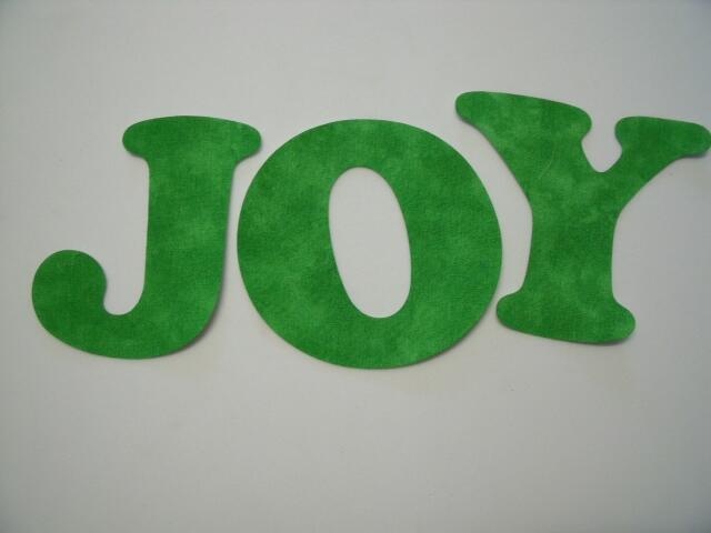 Christmas JOY Letters Laser Cut Appliques (Size: with FUSIBLE - 6"H, Color: Tonal - Green)