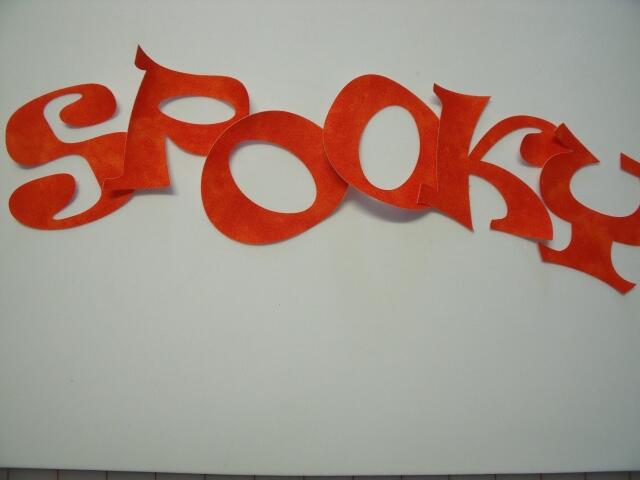 SPOOKY  Letters Ravie Design Laser Cut Appliques (Size: with FUSIBLE - 3"H, Color: Orange  )