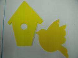 Bird with Birdhouse Set Laser Cut Applique  (Size: 4"H, Color: Yellow  )