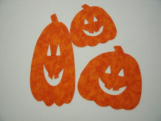 Halloween Jack O' Lantern Trio Laser Die Cut Appliques (Size: Trio, Color: Tonal - Orange  )