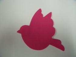 Bird Laser Cut Appliques (Size: with FUSIBLE - 4"H, Color: Hot Pink  , Direction: Facing left)