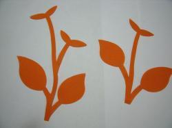 Flower Stem w/Leaf Laser Cut Applique Sets (Size: with FUSIBLE , Color: Orange )