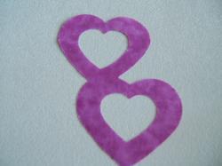 Double Nested Heart Laser Cut Appliques (Size: with FUSIBLE - 6"H, Color: Tonal - Very Berry )