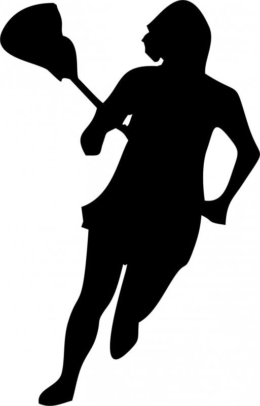 Lacrosse Player #1 Silhouette Laser Cut Appliques (Size: with FUSIBLE - 10"H)