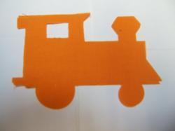 Train Locomotive Laser Cut Appliques (Size: with FUSIBLE - 6"H, Color: Orange , Direction: Facing right)