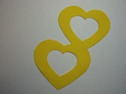 Double Nested Heart Laser Cut Appliques (Size: 5"H, Color: Yellow )