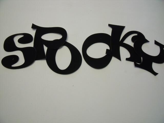 SPOOKY  Letters Ravie Design Laser Cut Appliques (Size: with FUSIBLE - 4"H, Color: Black )