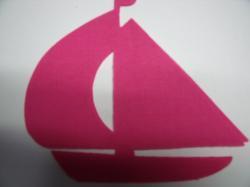 Sailboat Die Cut Appliques (Size: with FUSIBLE - 6"W, Color: Hot Pink  , Direction: Facing left)