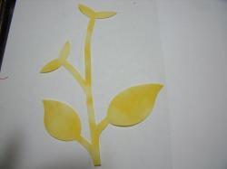 Flower Stem w/Leaf Large Laser Cut Appliques (Size: normal, Color: Tonal - Pastel Yellow)