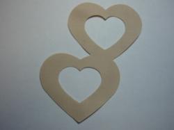 Double Nested Heart Laser Cut Appliques (Size: 5"H, Color: Tan/Beige )
