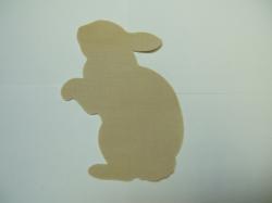 Easter Rabbit Laser Cut Appliques (Size: with FUSIBLE - 4"H	, Color: Tan/Beige , Direction: Facing left)