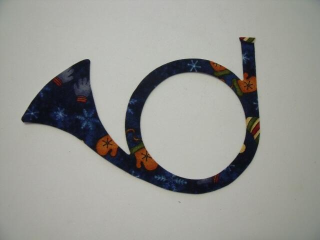 Christmas Horn Laser Cut Appliques (Size: 5"W, Color: Blue Hats & Mittens, Direction: Facing left)