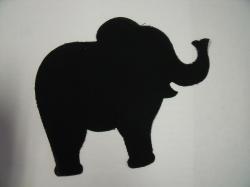 Elephant Laser Cut Appliques (Size: 5"W, Color: Black, Directon: Facing right)