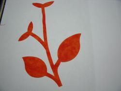 Flower Stem w/Leaf Large Laser Cut Appliques (Size: normal, Color: Tonal - Orange )