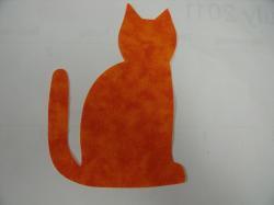 Halloween Cat Laser Cut Appliques (Size: with FUSIBLE - 6"H , Color: Tonal - Orange  , Direction: Facing right)