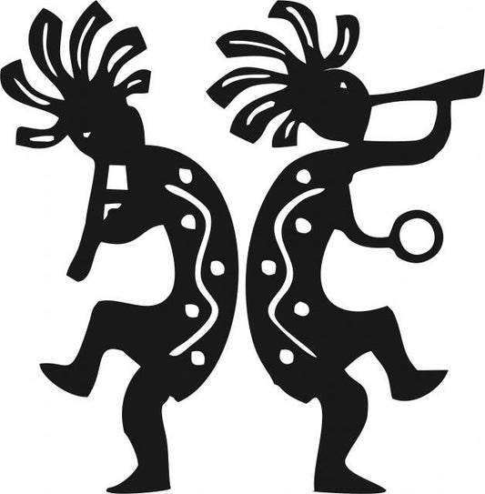 Kokopelli Silhouette Laser Cut Appliques (Size: 10"H, Color: Black)