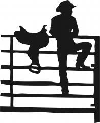 Cowboy with Saddle Silhouette Laser Cut Appliques